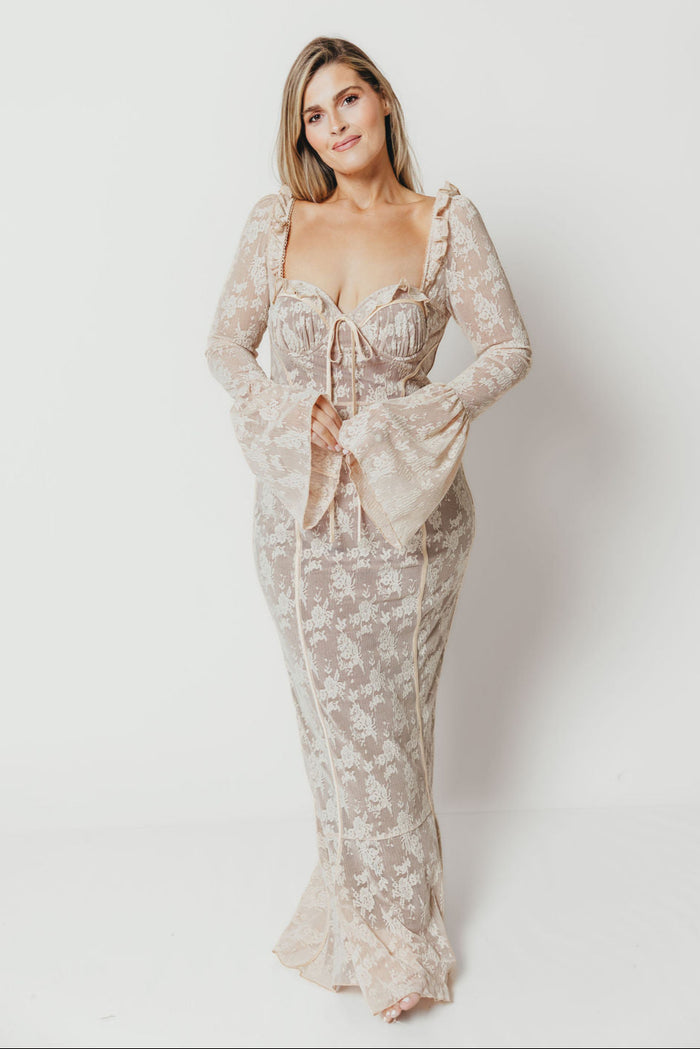 Heirloom Maxi Dress in Cream Tailored Silhouette — not ideal for advanced maternity