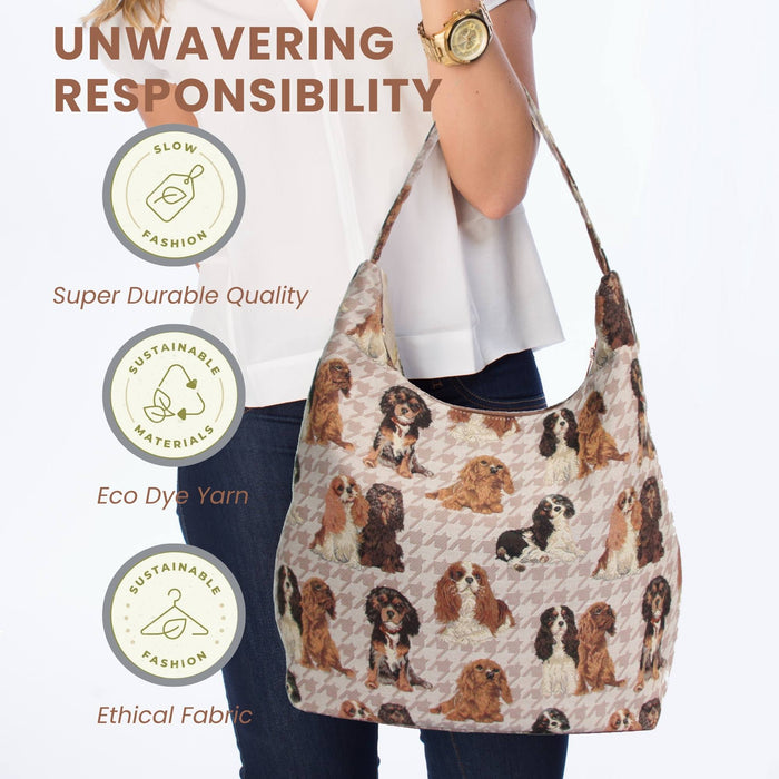 HOBO-KGCS | KING CHARLES CAVALIER SPANIEL DOG HOBO HANDBAG SHOULDER BAG