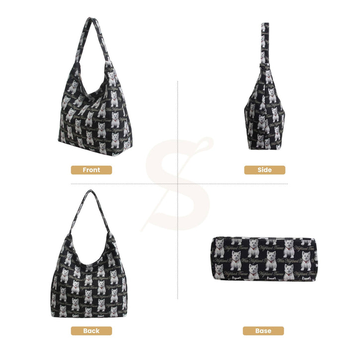 HOBO-WES | WESTIE DOG HOBO HANDBAG SHOULDER BAG
