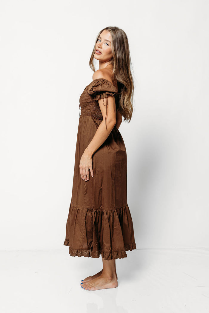Holdyn 100% Cotton Maxi Dress in Chocolate Brown - Inclusive Sizing
