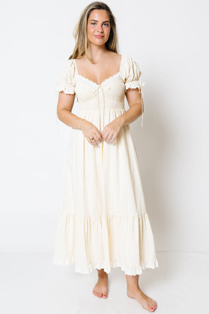 Holdyn 100% Cotton Maxi Dress in Cream - Inclusive Sizing