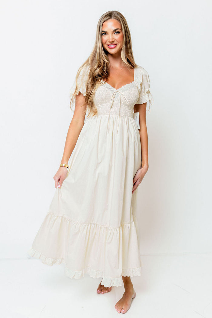 Holdyn 100% Cotton Maxi Dress in Cream - Inclusive Sizing