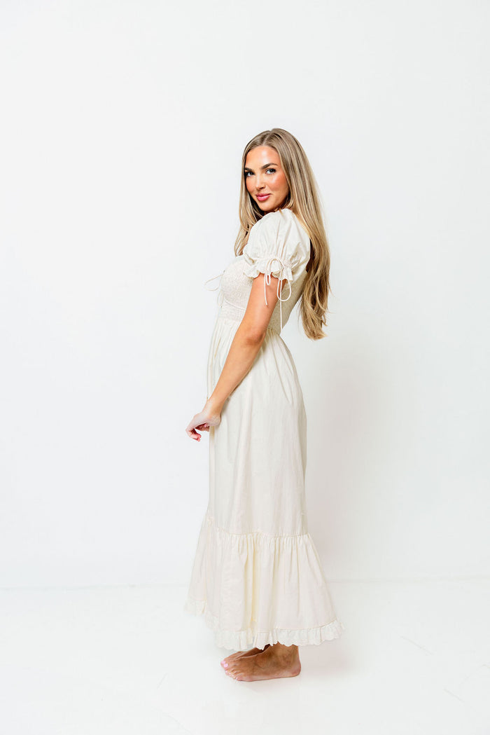 Holdyn 100% Cotton Maxi Dress in Cream - Inclusive Sizing