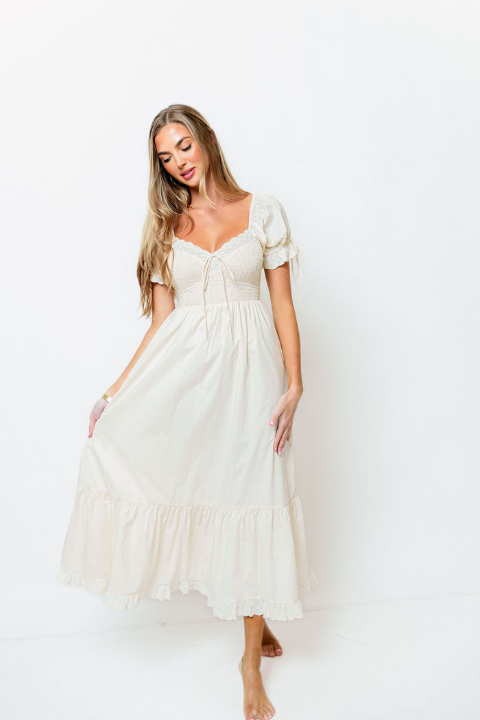 Holdyn 100% Cotton Maxi Dress in Cream - Inclusive Sizing