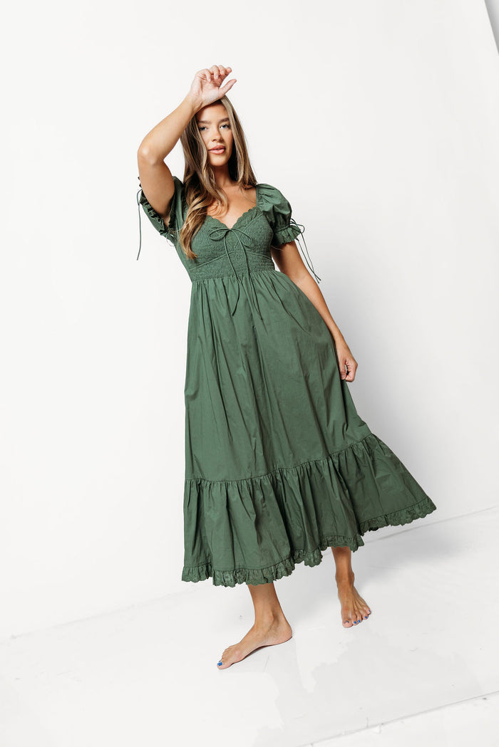 Holdyn 100% Cotton Maxi Dress in Evergreen - Inclusive Sizing