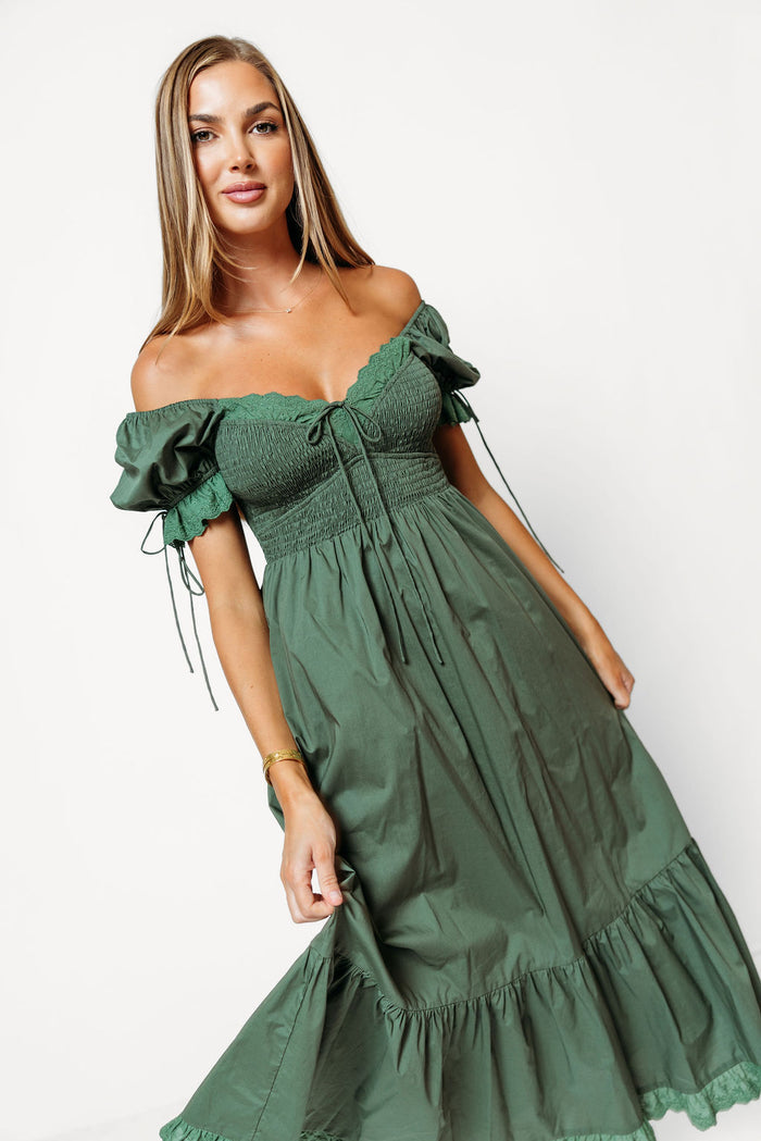 Holdyn 100% Cotton Maxi Dress in Evergreen - Inclusive Sizing