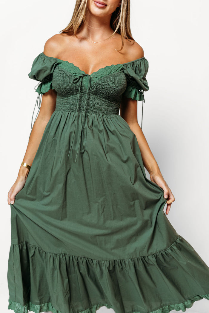 Holdyn 100% Cotton Maxi Dress in Evergreen - Inclusive Sizing