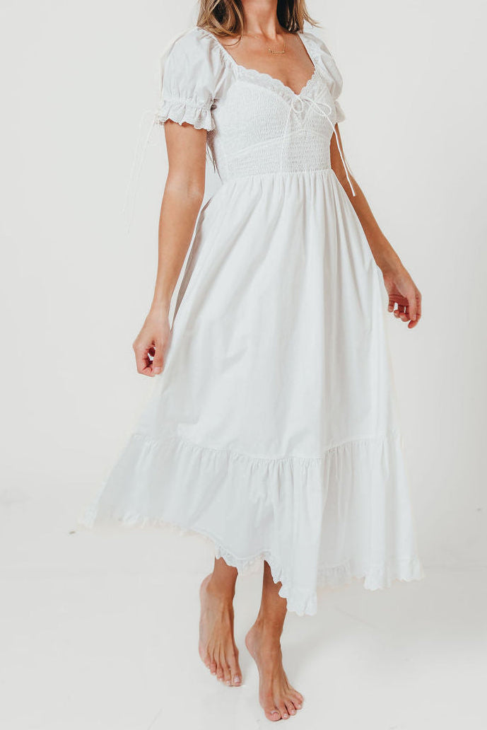 Holdyn 100% Cotton Maxi Dress in Off-White - Inclusive Sizing
