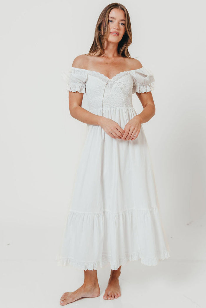Holdyn 100% Cotton Maxi Dress in Off-White - Inclusive Sizing