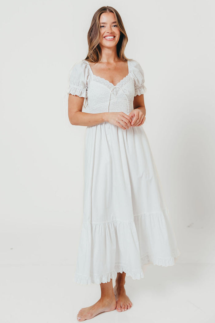 Holdyn 100% Cotton Maxi Dress in Off-White - Inclusive Sizing