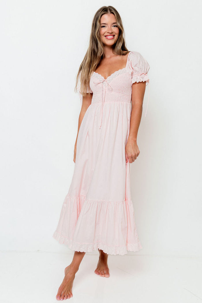 Holdyn 100% Cotton Maxi Dress in Pale Pink - Inclusive Sizing