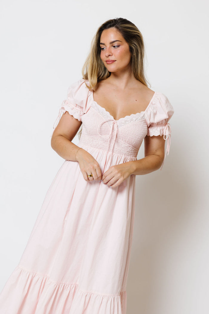 Holdyn 100% Cotton Maxi Dress in Pale Pink - Inclusive Sizing