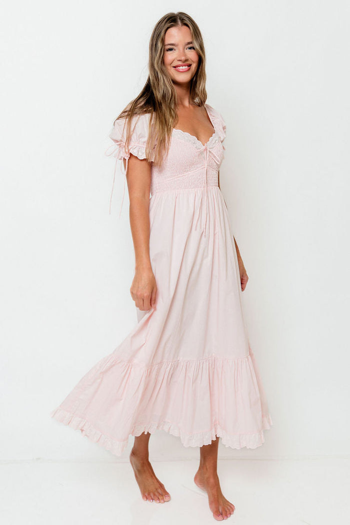 Holdyn 100% Cotton Maxi Dress in Pale Pink - Inclusive Sizing