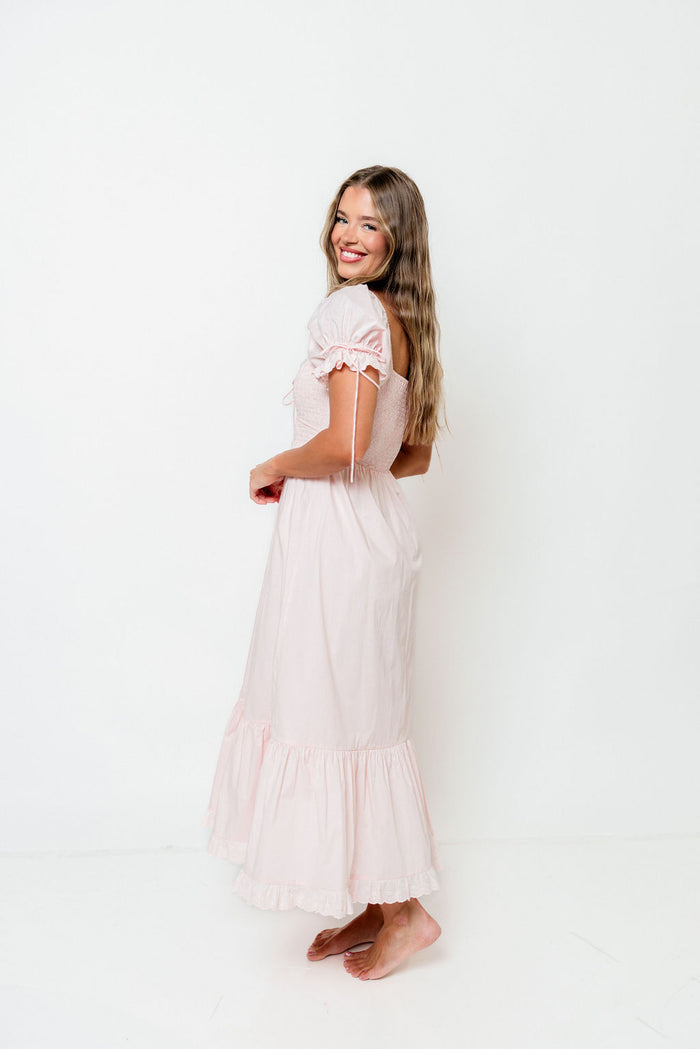 Holdyn 100% Cotton Maxi Dress in Pale Pink - Inclusive Sizing