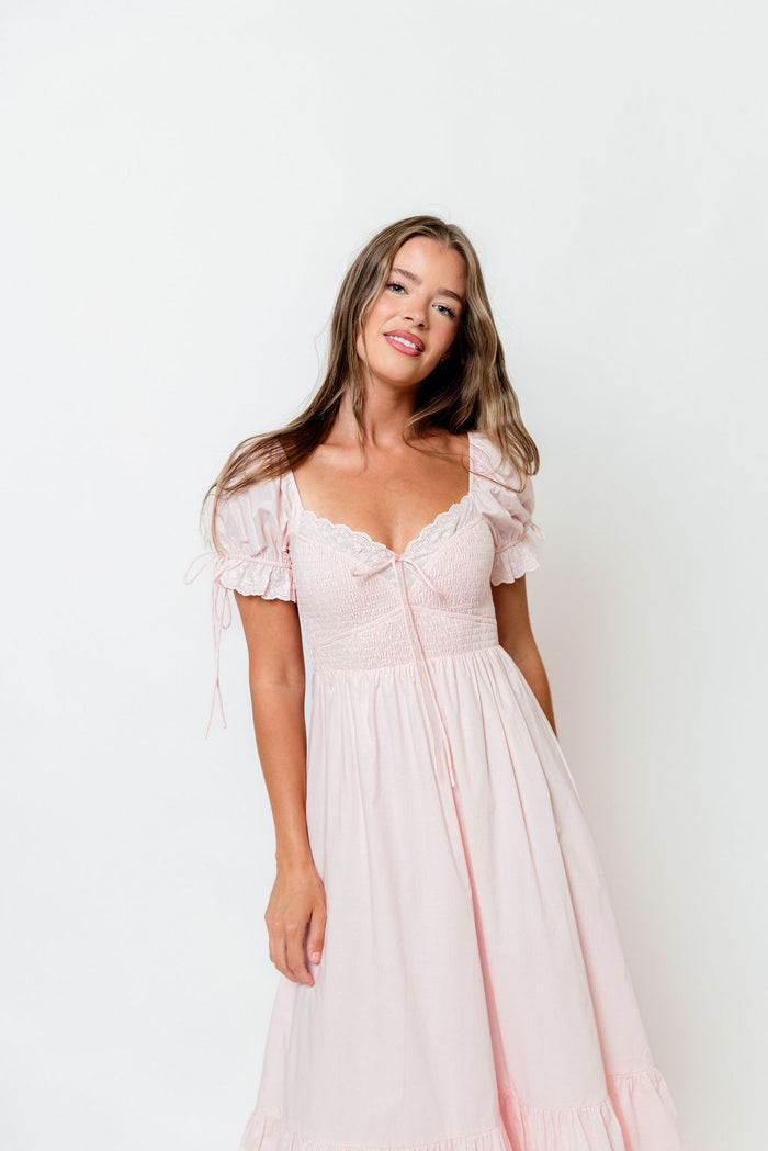 Holdyn 100% Cotton Maxi Dress in Pale Pink - Inclusive Sizing