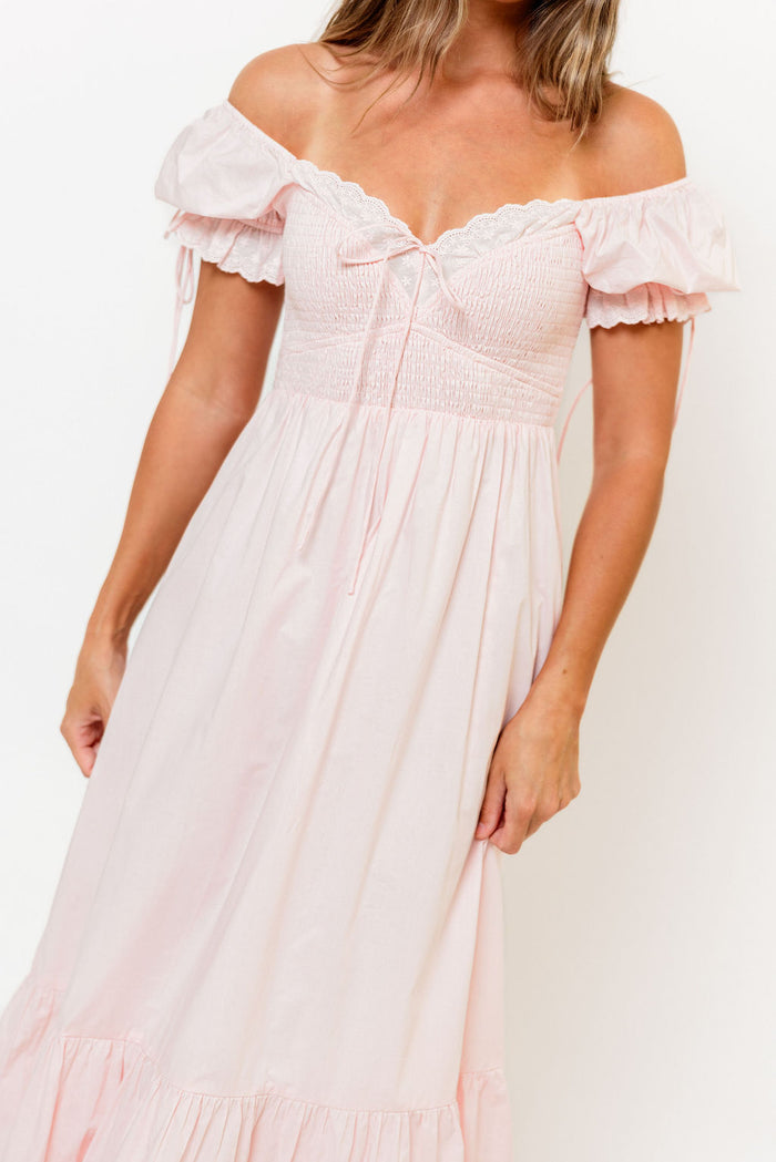 Holdyn 100% Cotton Maxi Dress in Pale Pink - Inclusive Sizing