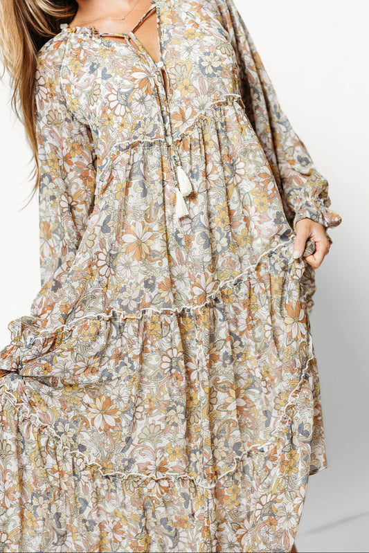 Hollis Floral Maxi Dress in Cream