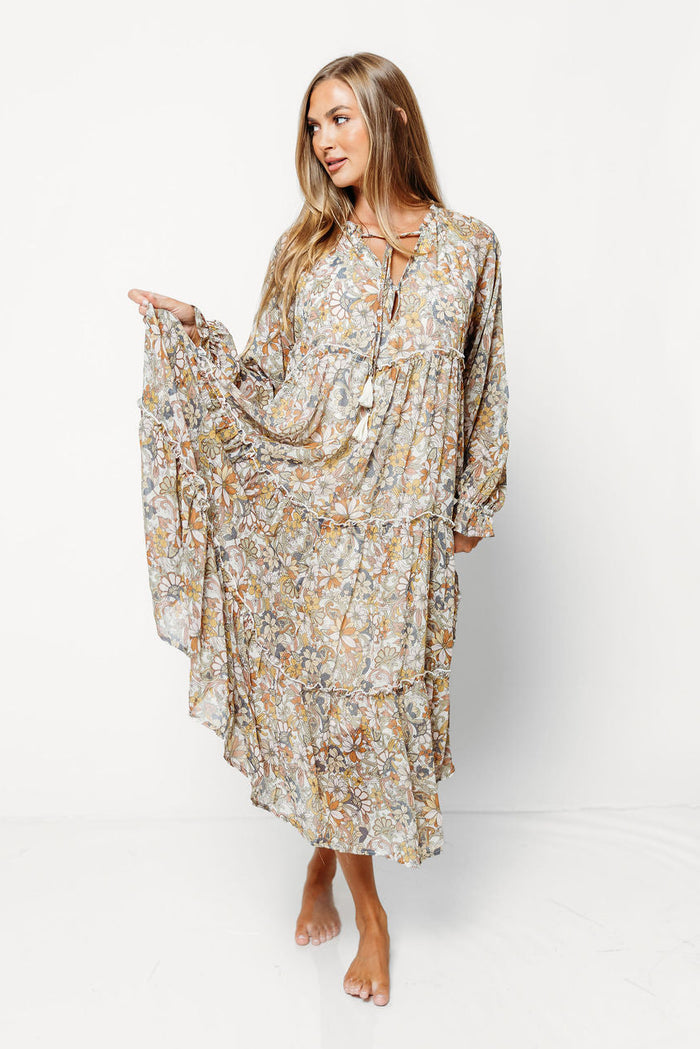 Hollis Floral Maxi Dress in Cream