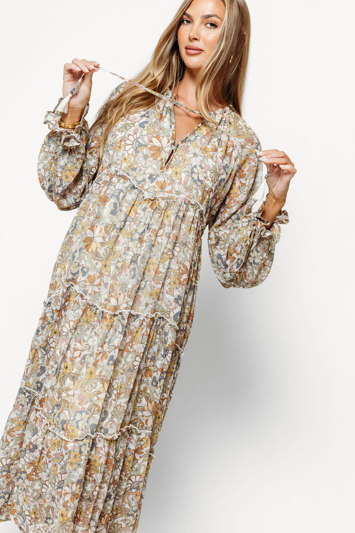 Hollis Floral Maxi Dress in Cream