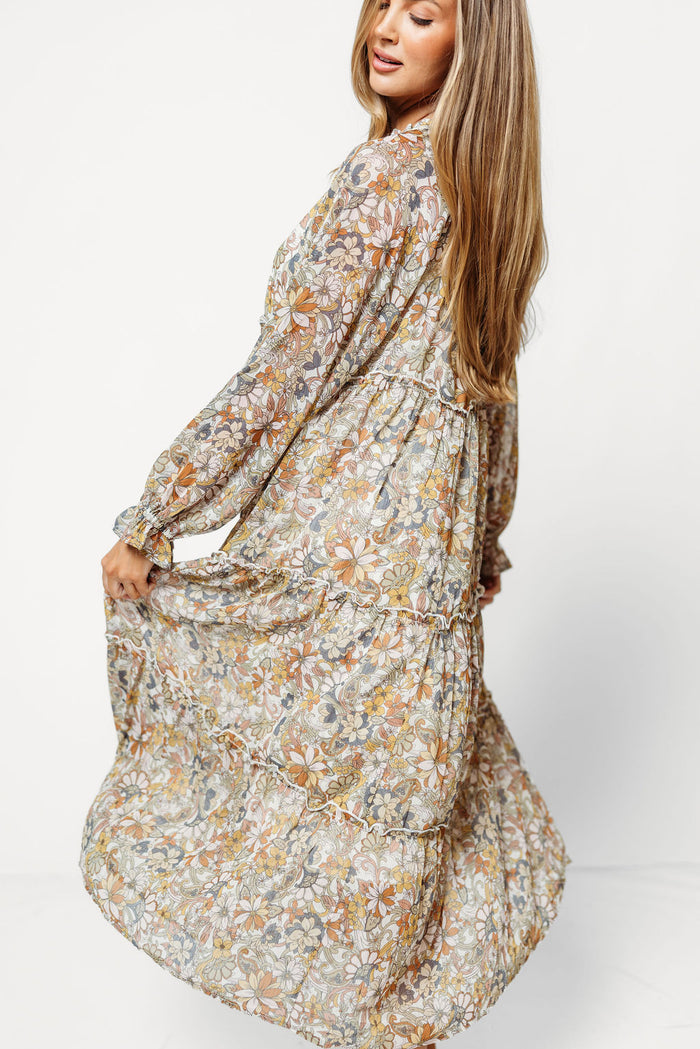 Hollis Floral Maxi Dress in Cream