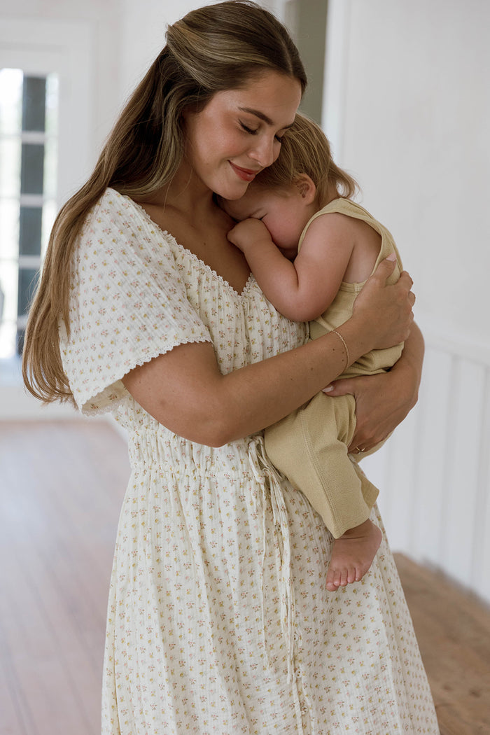 Honey Morning 100% Cotton Dress in Ivory Butter - Nursing & Bump Friendly *9/17 PRE-ORDER*  Fits Oversized Purposefully