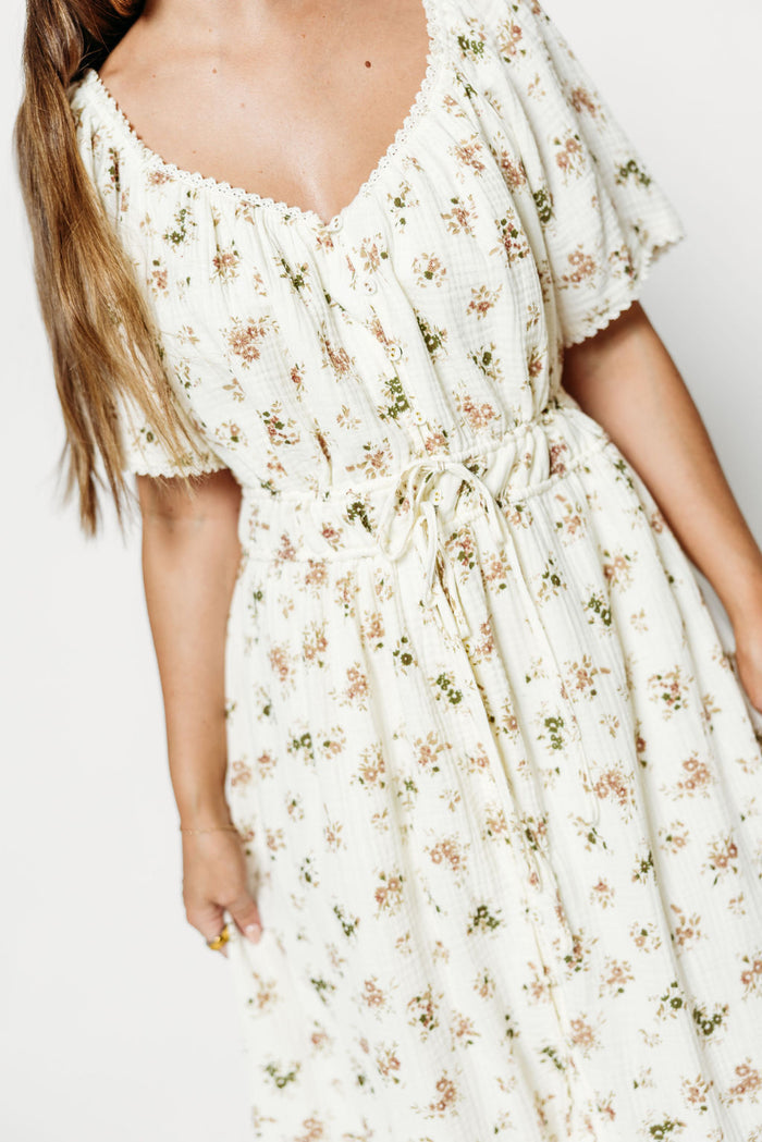 Honey Morning 100% Cotton Oversized Fit Maxi Dress in Ivory Floral - Nursing & Bump Friendly *9/16 PRE-ORDER*