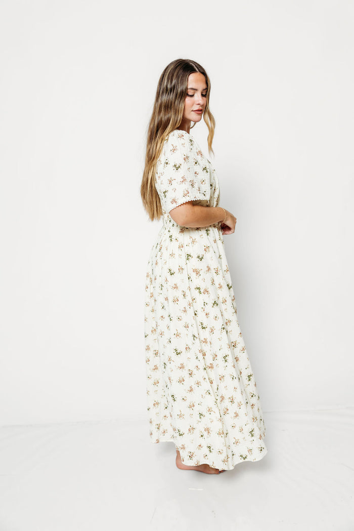 Honey Morning 100% Cotton Oversized Fit Maxi Dress in Ivory Floral - Nursing & Bump Friendly *9/16 PRE-ORDER*