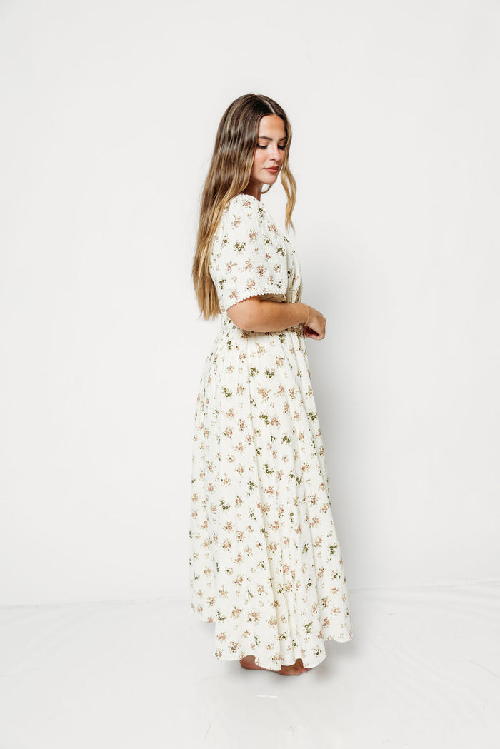 Honey Morning 100% Cotton Oversized Fit Maxi Dress in Ivory Floral - Nursing & Bump Friendly *9/16 PRE-ORDER*