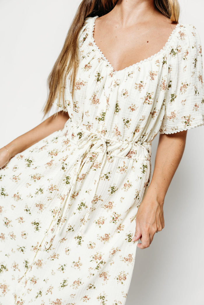 Honey Morning 100% Cotton Oversized Fit Maxi Dress in Ivory Floral - Nursing & Bump Friendly *9/16 PRE-ORDER*
