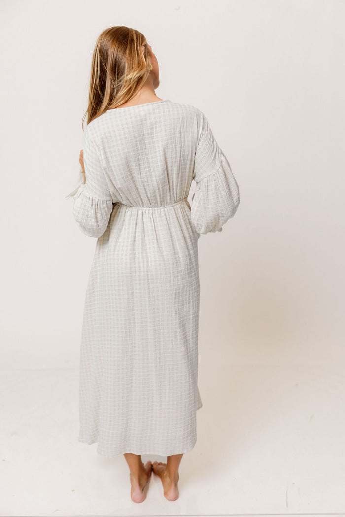 Hunter 100% Cotton Midi Dress in Baby Blue Plaid (Lined) - Bump Friendly