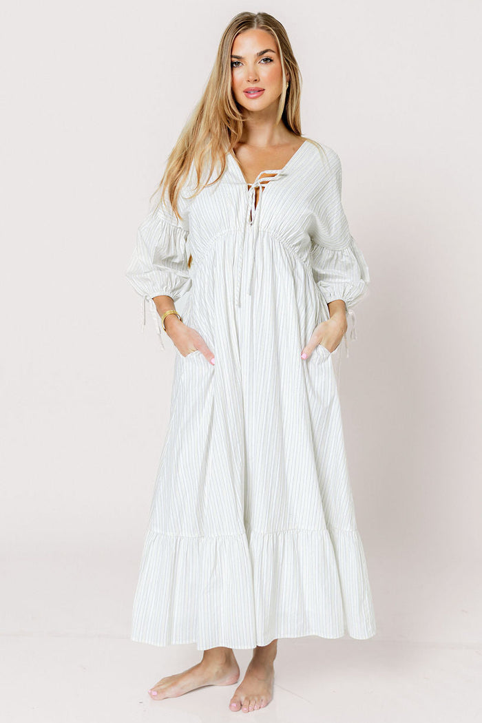 Hunter 100% Cotton Midi Dress in Butter Stripe - Bump Friendly