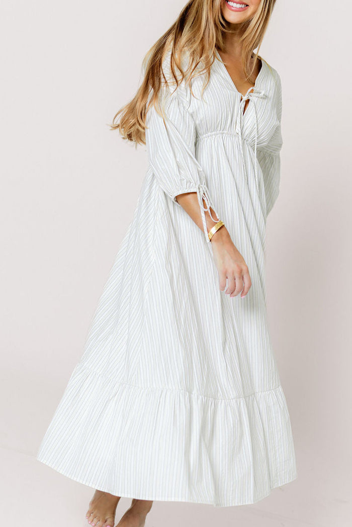 Hunter 100% Cotton Midi Dress in Butter Stripe - Bump Friendly