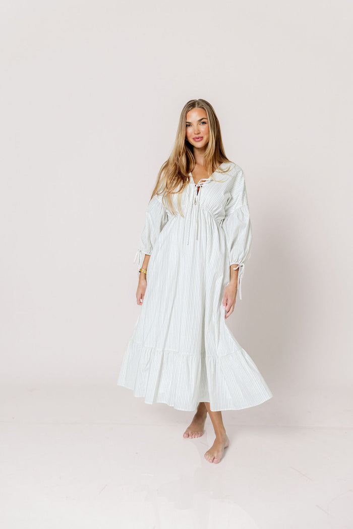 Hunter 100% Cotton Midi Dress in Butter Stripe - Bump Friendly