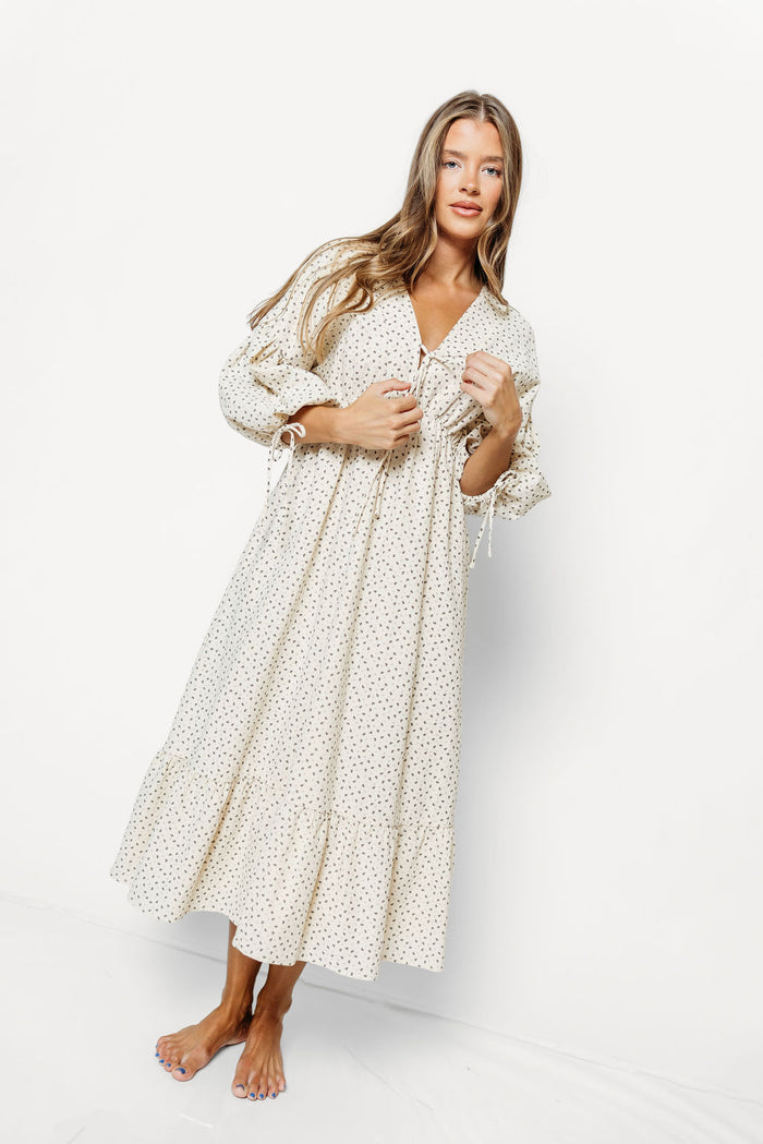 Hunter 100% Cotton Midi Dress in Cream - Bump Friendly *9/16 PRE-ORDER*