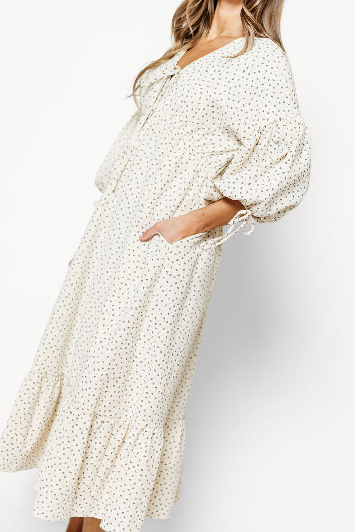 Hunter 100% Cotton Midi Dress in Cream - Bump Friendly *9/16 PRE-ORDER*