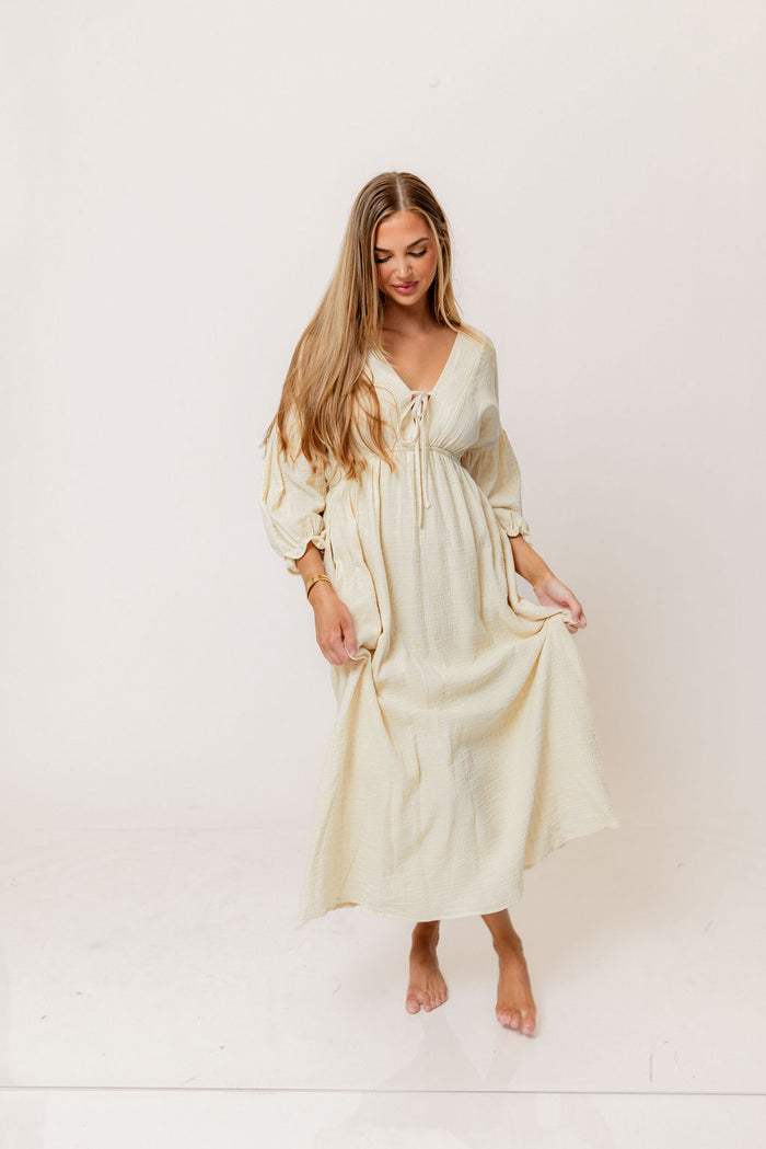 Hunter 100% Cotton Midi Dress in Custard Plaid (Lined) - Bump Friendly *Final Sale*