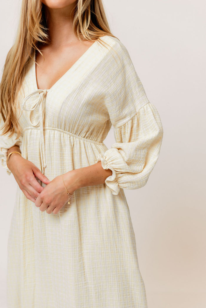Hunter 100% Cotton Midi Dress in Custard Plaid (Lined) - Bump Friendly *Final Sale*
