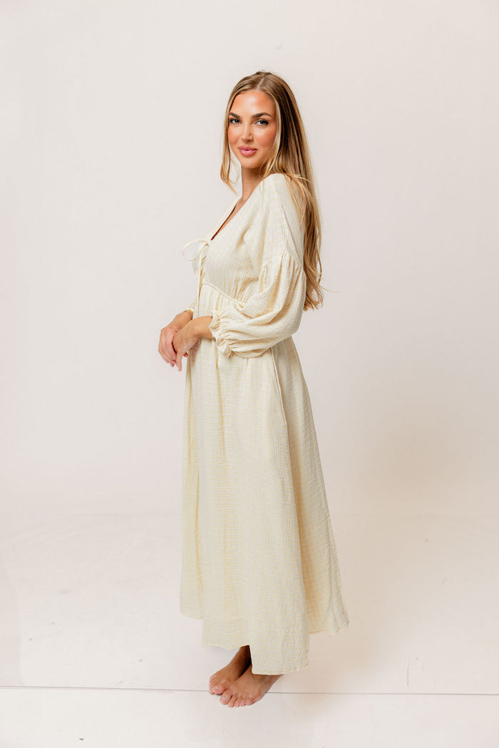 Hunter 100% Cotton Midi Dress in Custard Plaid (Lined) - Bump Friendly *Final Sale*