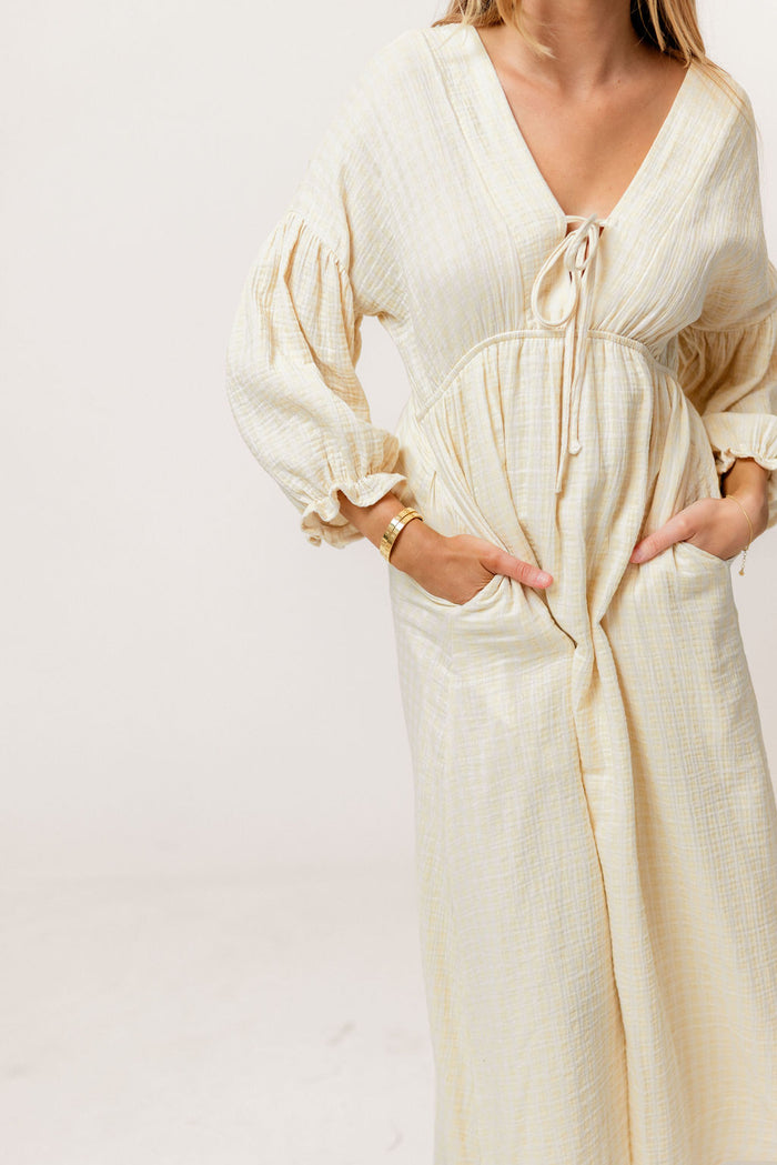 Hunter 100% Cotton Midi Dress in Custard Plaid (Lined) - Bump Friendly *Final Sale*