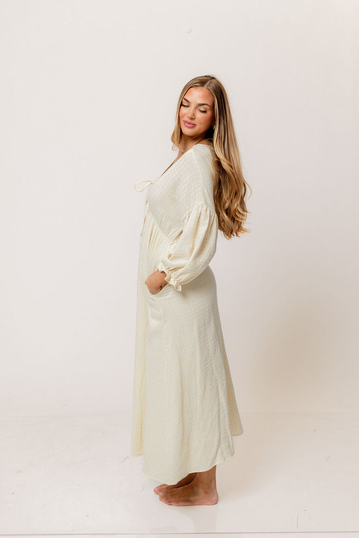 Hunter 100% Cotton Midi Dress in Custard Plaid (Lined) - Bump Friendly *Final Sale*