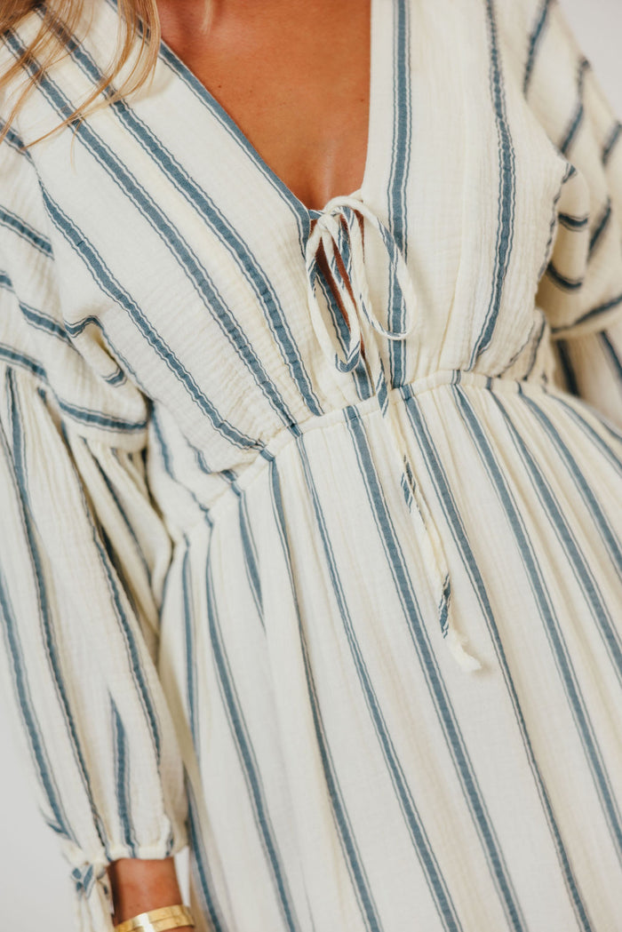 Hunter 100% Cotton Midi Dress in Navy Stripe - Bump Friendly & Inclusive Sizing