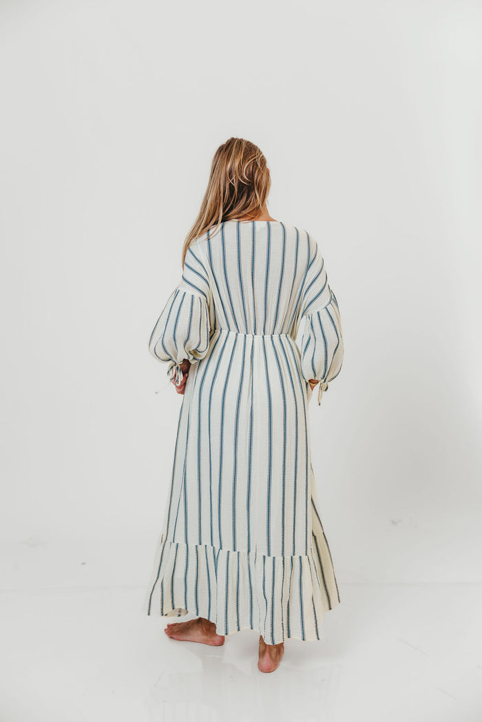 Hunter 100% Cotton Midi Dress in Navy Stripe - Bump Friendly & Inclusive Sizing