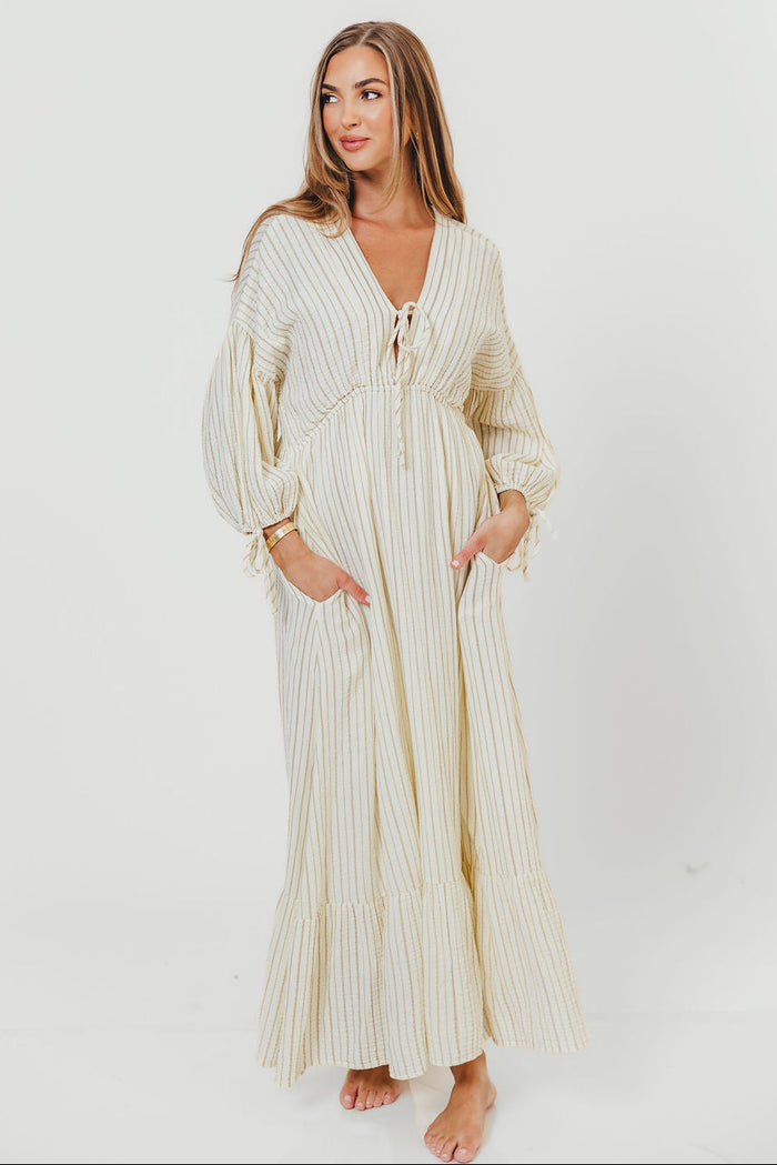 Hunter 100% Cotton Midi Dress in Off-White - Bump Friendly & Inclusive Sizing