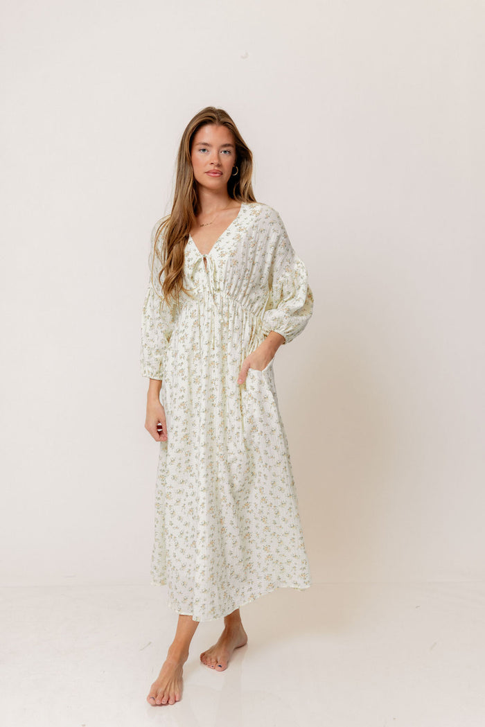 Hunter 100% Cotton Midi Dress in Peach - Bump Friendly