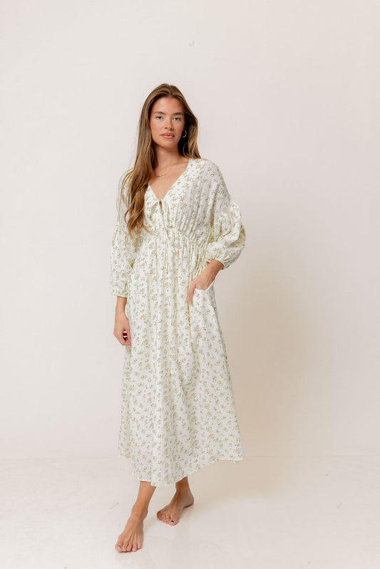 Hunter 100% Cotton Midi Dress in Peach - Bump Friendly