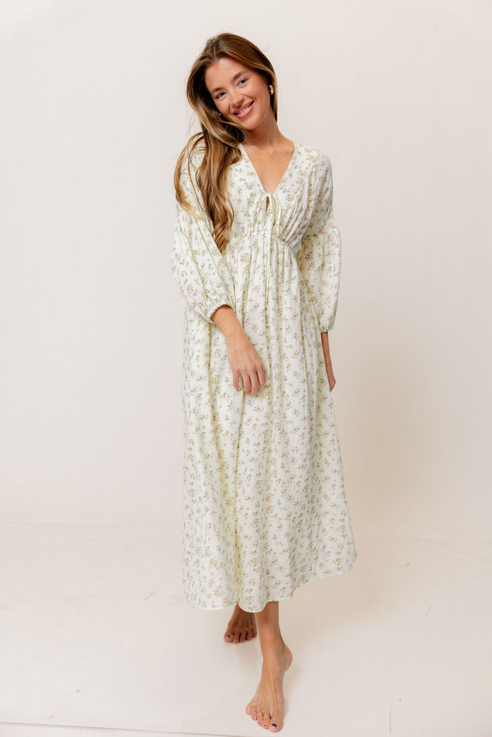 Hunter 100% Cotton Midi Dress in Peach - Bump Friendly
