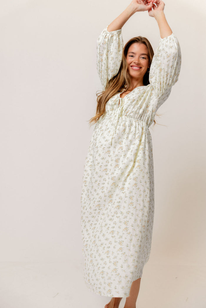 Hunter 100% Cotton Midi Dress in Peach - Bump Friendly