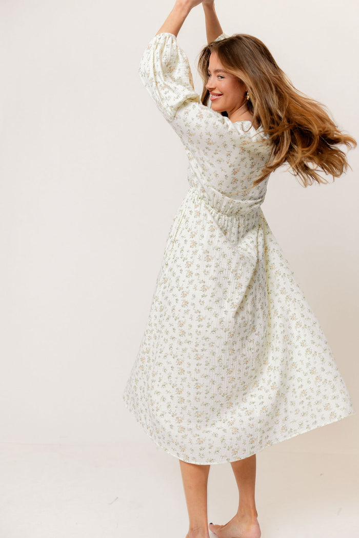 Hunter 100% Cotton Midi Dress in Peach - Bump Friendly