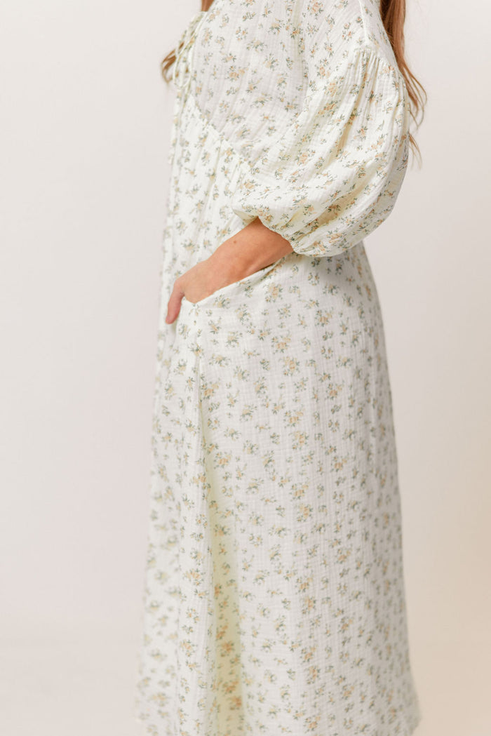 Hunter 100% Cotton Midi Dress in Peach - Bump Friendly