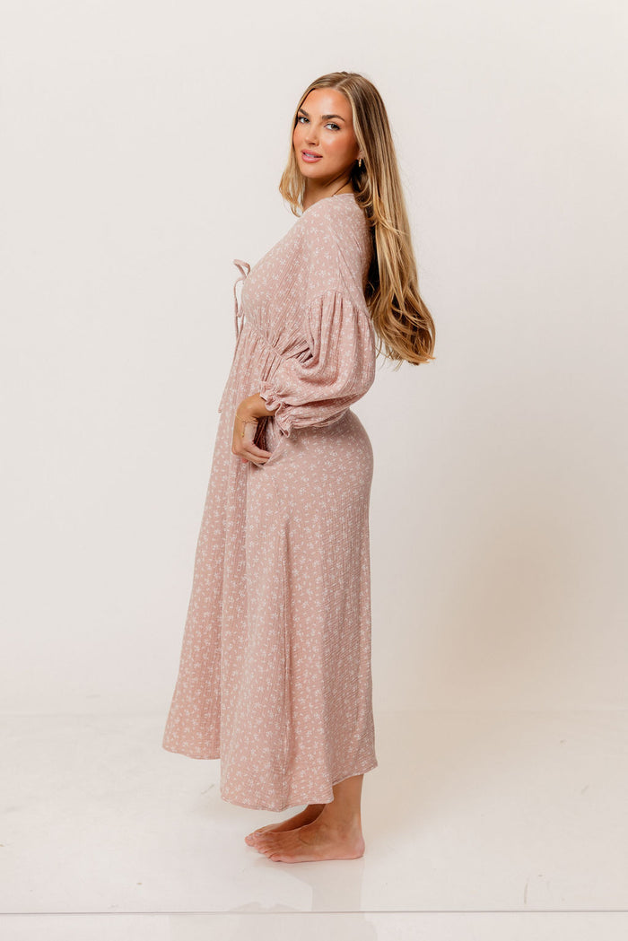 Hunter 100% Cotton Midi Dress in Rose Foliage - Bump Friendly
